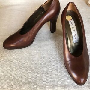 Via Spiga Brown Leather Stiletto Heels